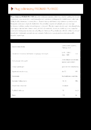 Pługi śnieżne z lemieszem uchylnym Pronar PU 1400