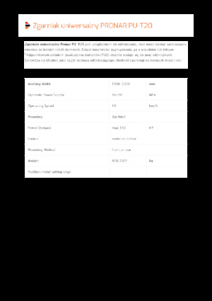 Pługi śnieżne z lemieszem uchylnym Pronar PU-T20