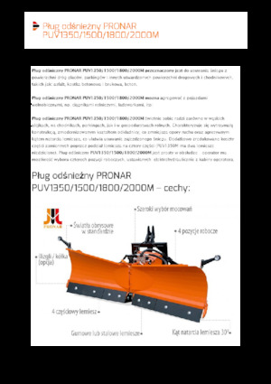 Pługi śnieżne z lemieszem uchylnym Pronar PUV 1500M