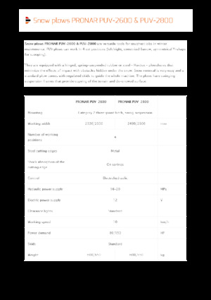 Pługi śnieżne z lemieszem uchylnym Pronar PUV 2800