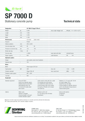 Stacjonarna pompa do betonu SCHWING-Stetter SP 7000 D