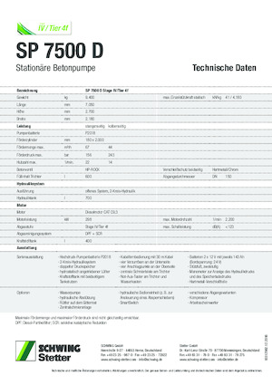Stacjonarna pompa do betonu SCHWING-Stetter SP 7500 D