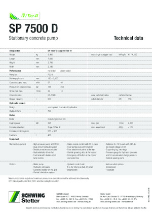 Stacjonarna pompa do betonu SCHWING-Stetter SP 7500 D
