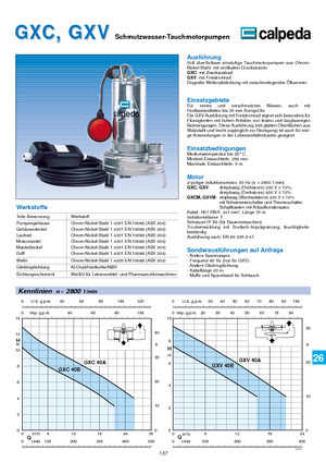 Pompy zatapialne ściekowe Calpeda GXV 40 B