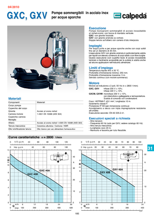 Pompy zatapialne ściekowe Calpeda GXV 40 B