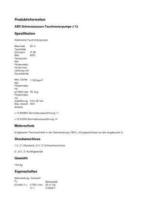 Pompy zatapialne ściekowe ABS-Pumpen J 12 D
