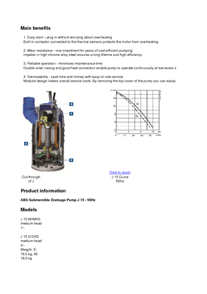Pompy zatapialne ściekowe ABS-Pumpen J 15 D
