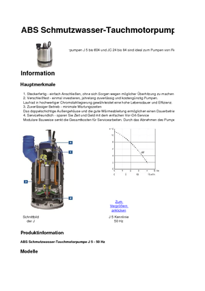 Pompy zatapialne ściekowe ABS-Pumpen J 5 W
