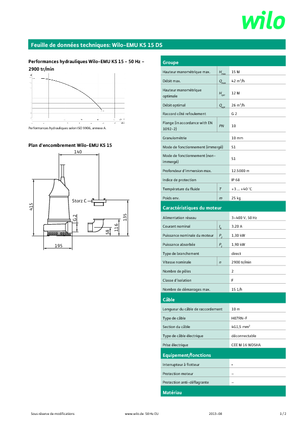 Pompy zatapialne ściekowe WILO-EMU Pumpen EMU KS 15DS 