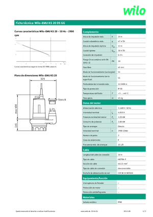 Pompy zatapialne ściekowe WILO-EMU Pumpen EMU KS 20DS GG 