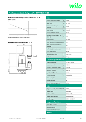 Pompy zatapialne ściekowe WILO-EMU Pumpen EMU KS 20DS GG 