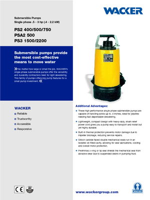 Pompy zatapialne ściekowe Wacker PSA2 500