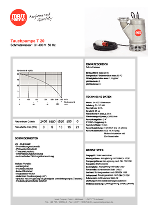 Pompy zatapialne ściekowe Mast-Pumpen T 20