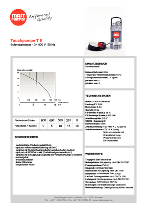Pompy zatapialne ściekowe Mast-Pumpen T 8