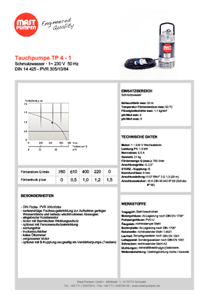 Pompy zatapialne ściekowe Mast-Pumpen TP 4-1