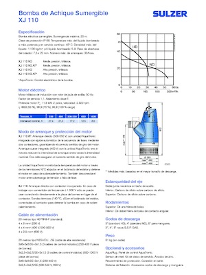 Pompy zatapialne ściekowe Sulzer XJ 110 HD