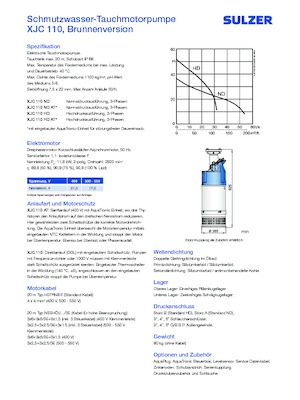 Pompy zatapialne ściekowe Sulzer XJC 110 HD