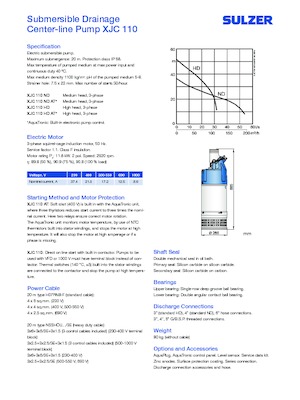 Pompy zatapialne ściekowe Sulzer XJC 110 ND