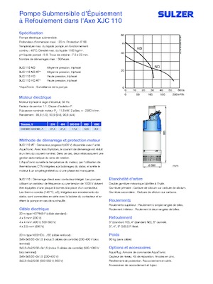 Pompy zatapialne ściekowe Sulzer XJC 110 ND