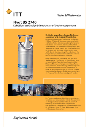 Pompy zatapialne do wody brudnej Flygt-Pumpen BS 2740 HT