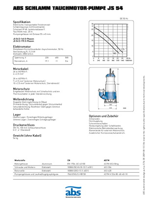 Pompy zatapialne do wody brudnej ABS-Pumpen JS 54 D