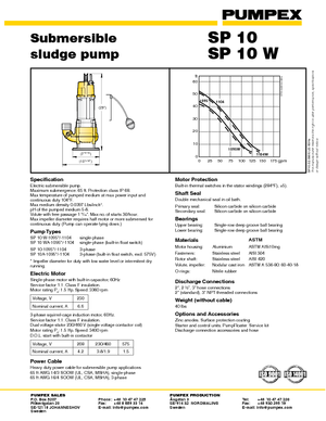 Pompy zatapialne do wody brudnej Pumpex SP 10 D