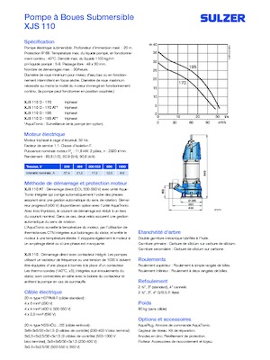 Pompy zatapialne do wody brudnej Sulzer XJS 110 D-170