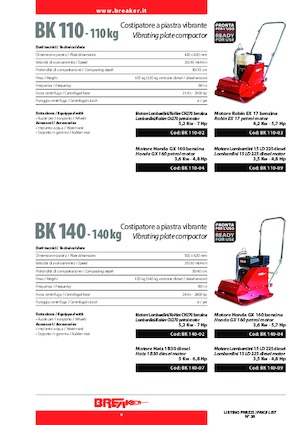 Jednokierunkowe Zagęszczarki / płyty wibracyjne Breaker BK 140-09