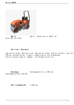 Walce wibracyjne tandemowe Atlas AW 300