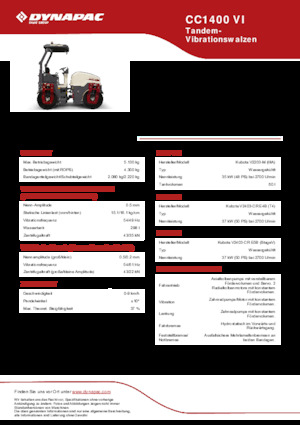 Walce wibracyjne tandemowe Dynapac CC 1400 VI