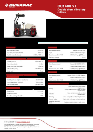Walce wibracyjne tandemowe Dynapac CC 1400 VI