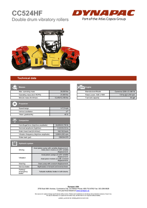 Walce wibracyjne tandemowe Dynapac CC 524 HF