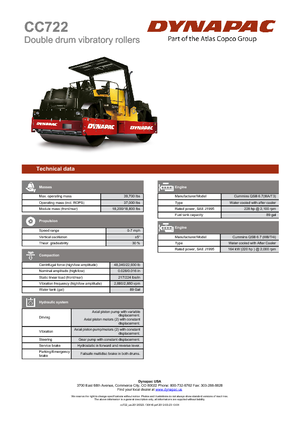 Walce wibracyjne tandemowe Dynapac CC 722