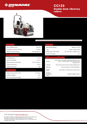 Walce wibracyjne tandemowe Dynapac CC125