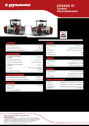 Walce wibracyjne tandemowe Dynapac CC5200 VI