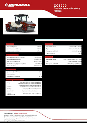 Walce wibracyjne tandemowe Dynapac CC6200