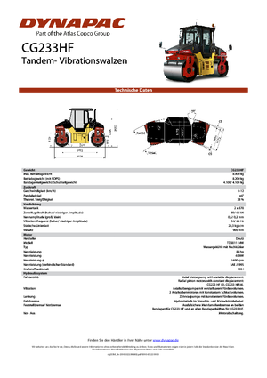 Walce wibracyjne tandemowe Dynapac CG 233 HF
