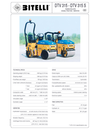 Walce wibracyjne tandemowe Bitelli DTV 315