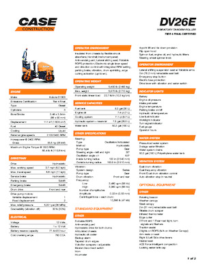 Walce wibracyjne tandemowe Case DV26E