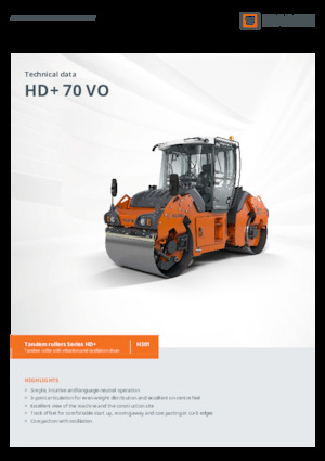 Walce wibracyjne tandemowe Hamm HD+ 70 VO