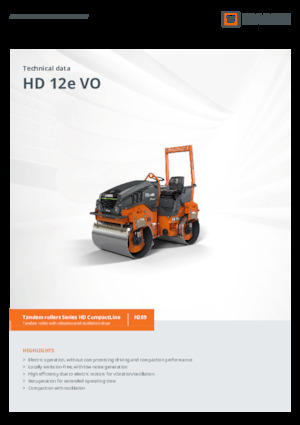 Walce wibracyjne tandemowe Hamm HD 12e VO