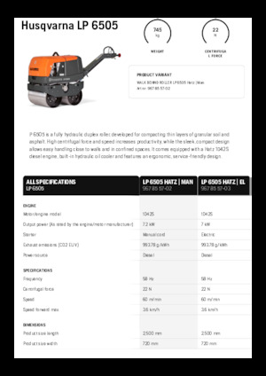 Walce wibracyjne tandemowe Husqvarna LP 6505