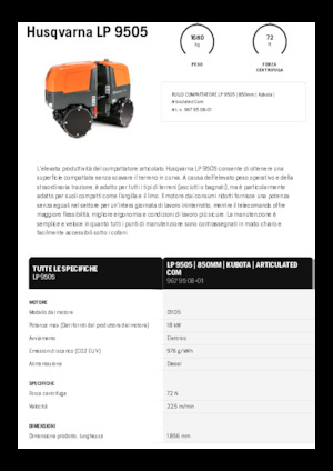 Walce wibracyjne tandemowe Husqvarna LP 9505