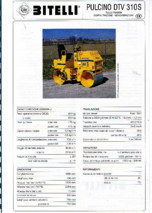 Walce wibracyjne tandemowe Bitelli DTV 310 S