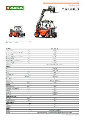 Ładowarki teleskopowe Ausa T 144 H Plus