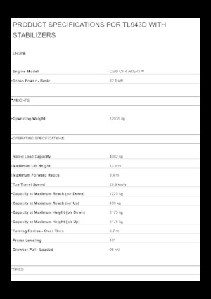 Ładowarki teleskopowe Caterpillar TL943D With Stabilizers