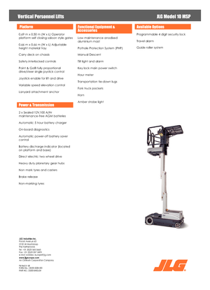 Kołowe platformy robocze z masztem pionowym JLG 10MSP