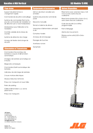 Kołowe platformy robocze z masztem pionowym JLG 15 MVL