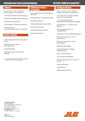 Kołowe platformy robocze z masztem pionowym JLG 20AM