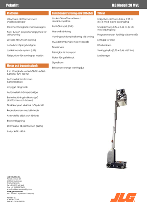 Kołowe platformy robocze z masztem pionowym JLG 20MVL